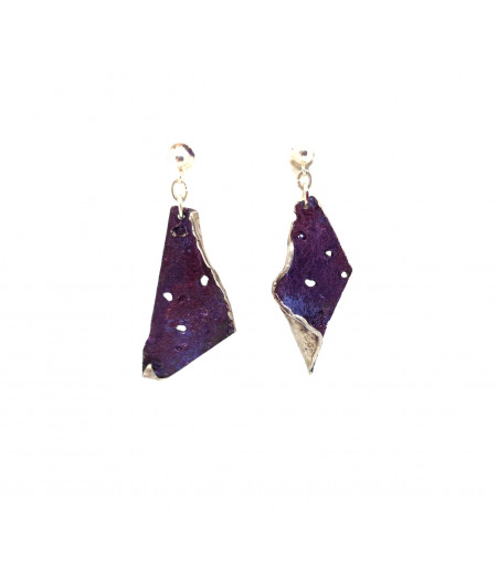 Cercei argint asimetrici Purple Extravaganzza