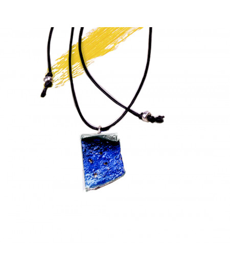 Colier casual argint Blue Twist pe snur reglabil
