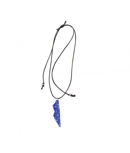 Colier casual argint Blue Waves pe snur reglabil