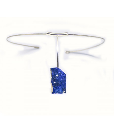 Colier-statement argint pe bara fixa Blue Corner