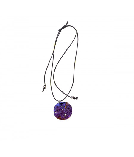 Colier casual argint Purple Drop pe snur reglabil