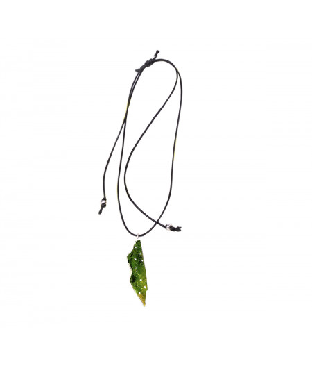 Colier casual argint Green Leaf pe snur reglabil