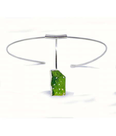 Colier-statement argint pe bara fixa Green Corner