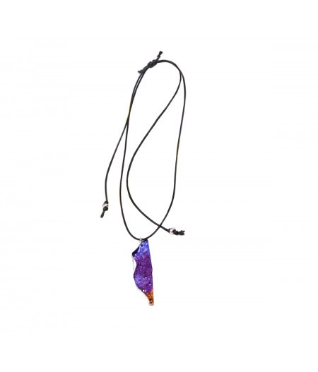 Colier casual argint Purple Leaf pe snur reglabil