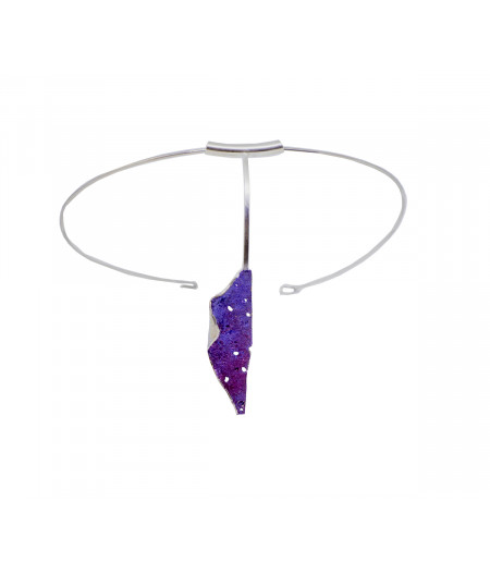 Colier-statement argint pe bara fixa Purple Leaf
