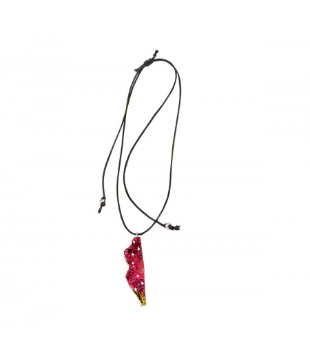 Colier casual argint Red Leaf pe snur reglabil