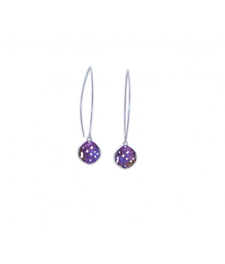 Cercei lungi argint Purple Drops