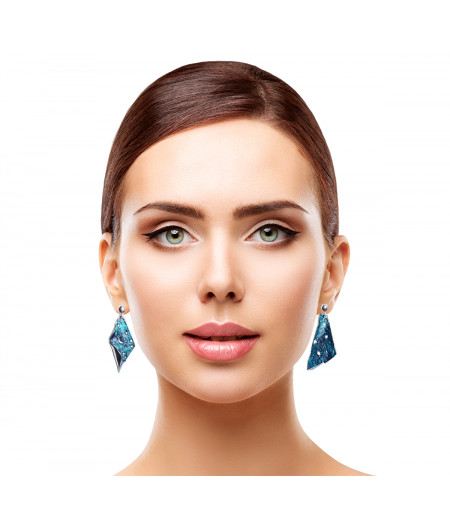 Cercei argint asimetrici Irresistible Turquoise