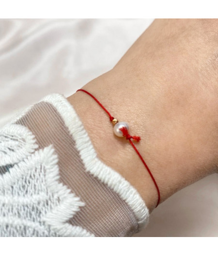 bratara cu perla de cultura si sfera din aur de 14k