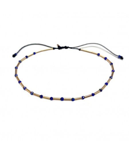 bratara din gold filled de 14k/20 (aur filat) si lapislazuli - Alternance in Blue