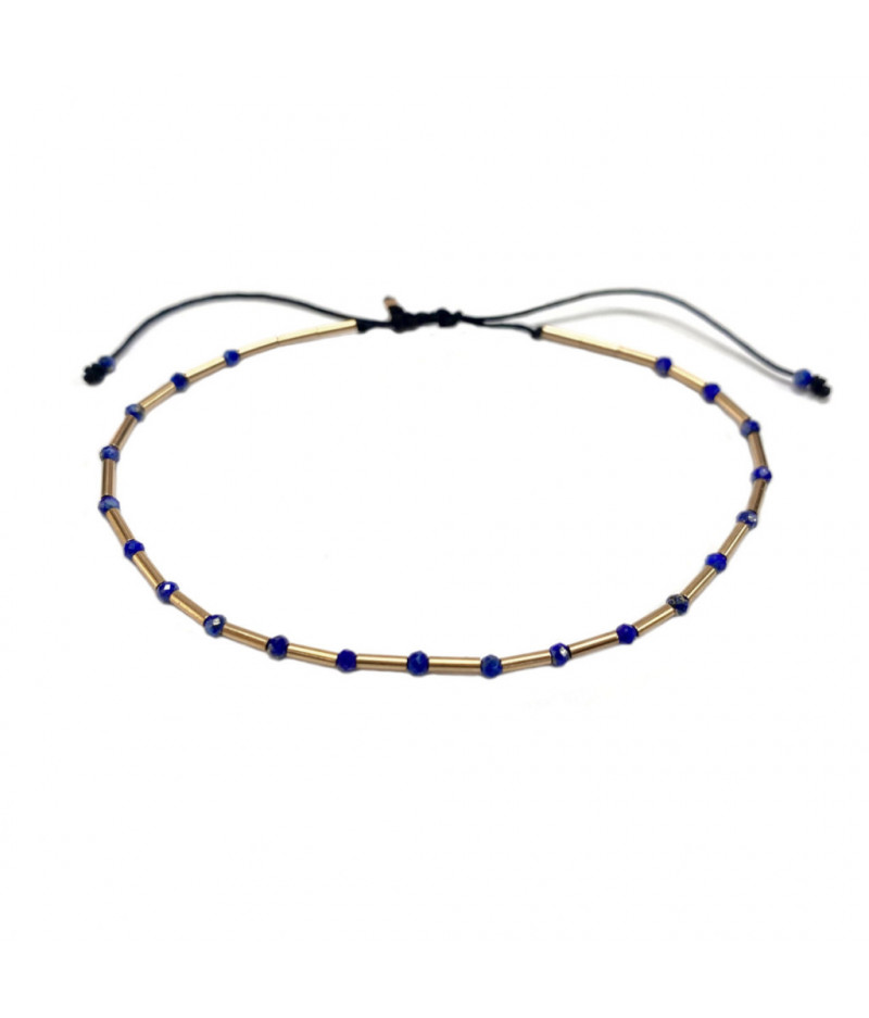 bratara din gold filled de 14k/20 (aur filat) si lapislazuli - Alternance in Blue