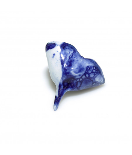 Brosa-pin din portelan glazurat 'blue foam'