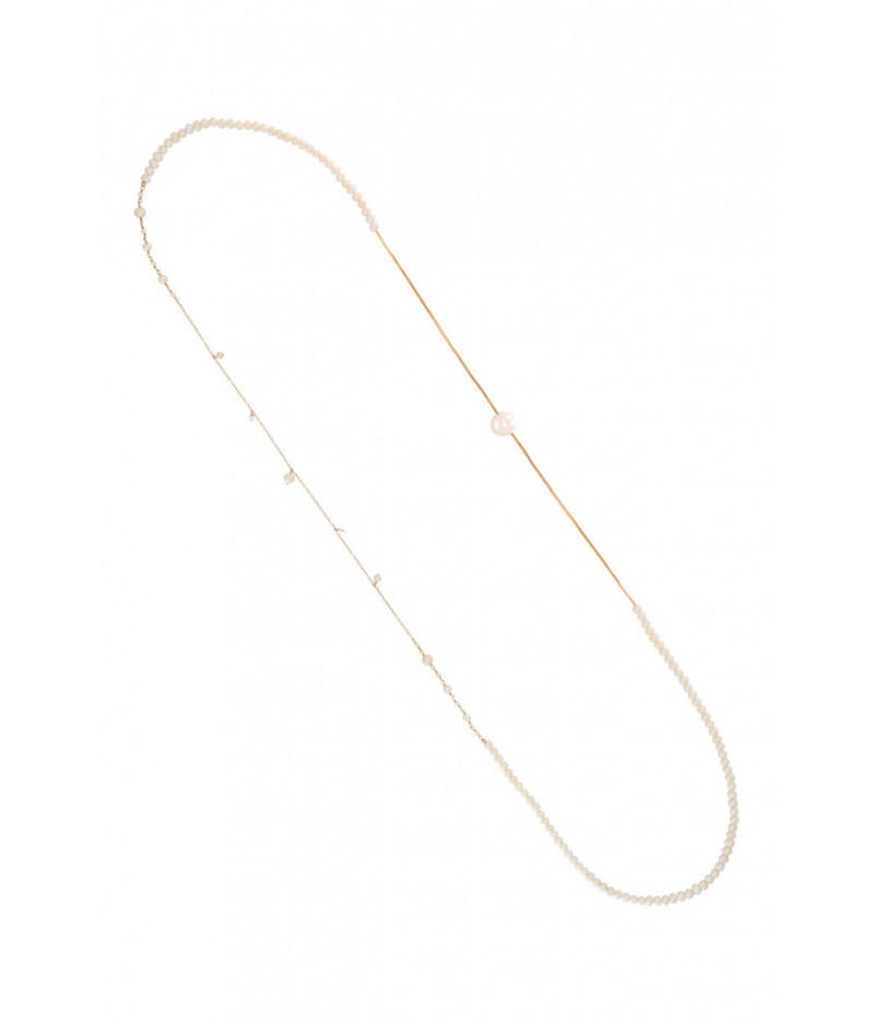 colier lung cu perle de cultura si elemente din gold filled de 14k/20 Pearl Fusion I