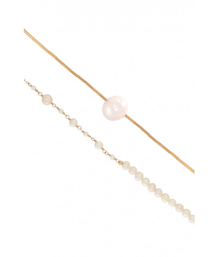 colier lung cu perle de cultura si elemente din gold filled de 14k/20 Pearl Fusion I