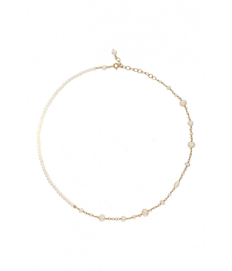 colier la baza gatului cu perle de cultura si elemente din gold filled de 14k/20 Pearl Fusion III