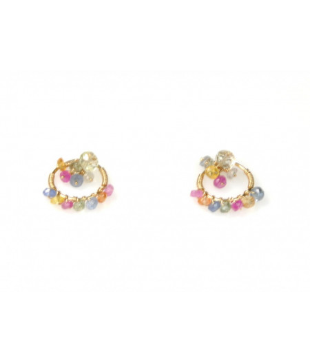 cercei blossom cu safire multicolore si gold filled 14k/20