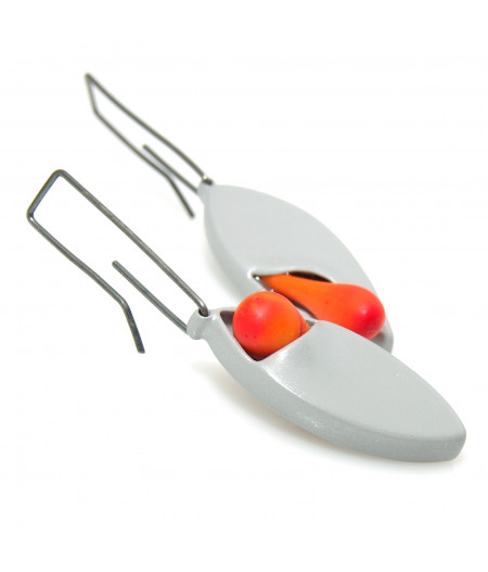 Cercei asimetrici din cupru și sticlă de Murano orange