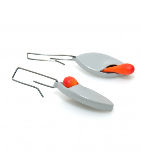 Cercei asimetrici din cupru și sticlă de Murano orange