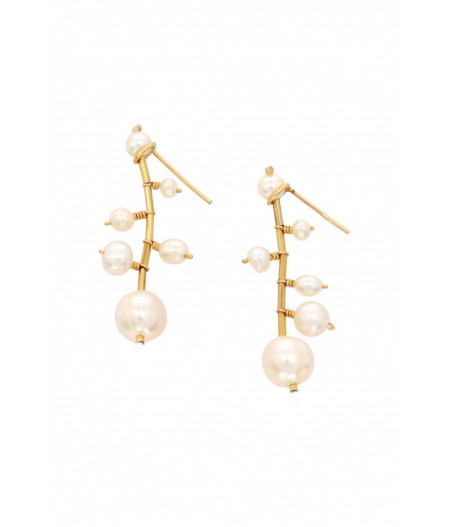 cercei cu perle de cultura Pearls Bouquet din aur filat 14k/20