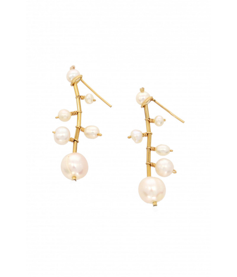 cercei cu perle de cultura Pearls Bouquet din aur filat 14k/20
