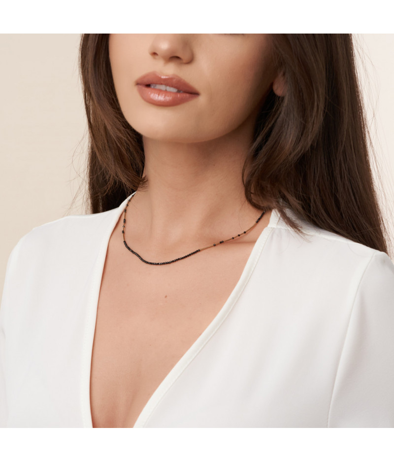 colier Fusion - Caviar Black din gold filled de 14k/20 si spinel negru