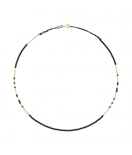 colier Fusion - Caviar Black din gold filled de 14k/20 si spinel negru