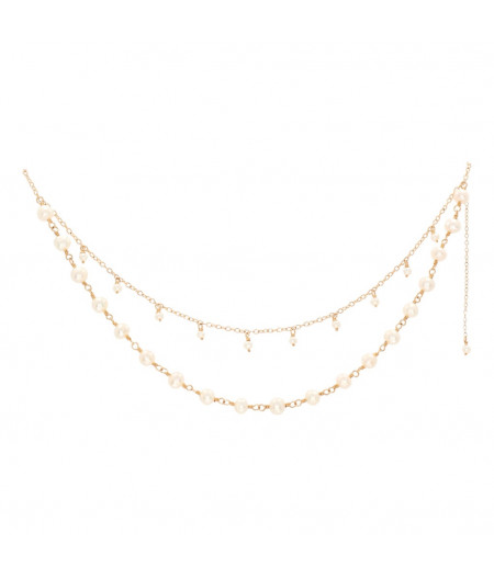 colier in dublu layer cu perle de cultura si gold filled de 14k/20