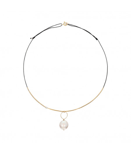 colier cu perla de cultura "coin" si elemente din gold filled de 14k/20