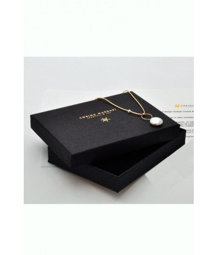 colier cu perla de cultura "coin" si elemente din gold filled de 14k/20