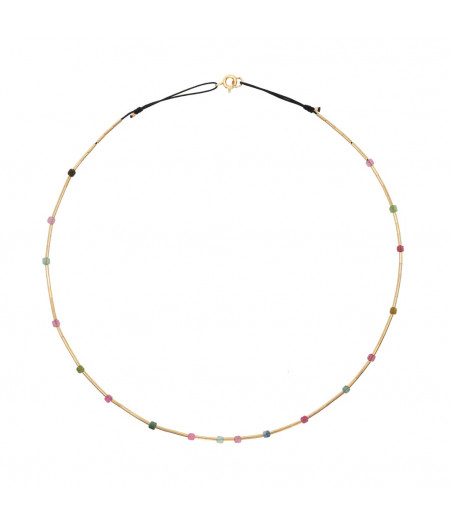 colier cu turmaline multicolore si elemente din gold filled de 14k/20