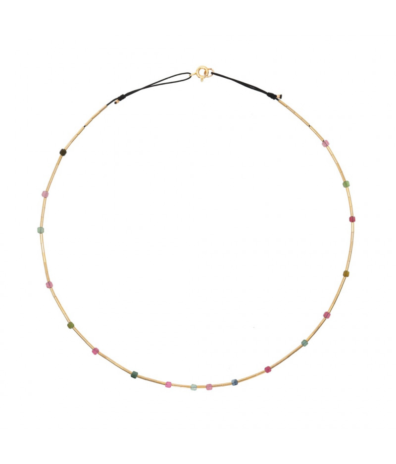 colier cu turmaline multicolore si elemente din gold filled de 14k/20