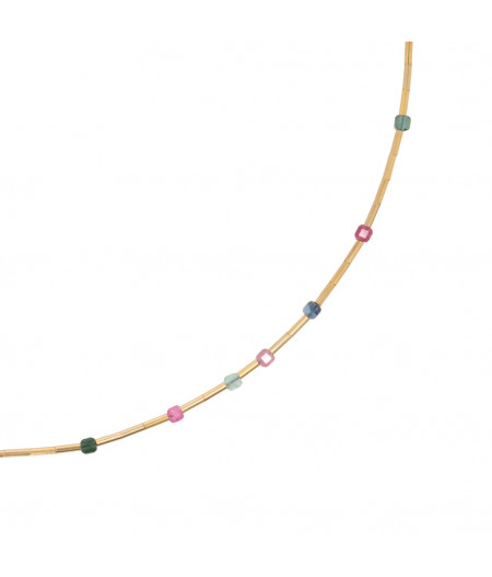 colier cu turmaline multicolore si elemente din gold filled de 14k/20