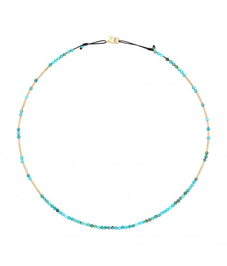 colier cu turcoaze si elemente din gold filled de 14k/20