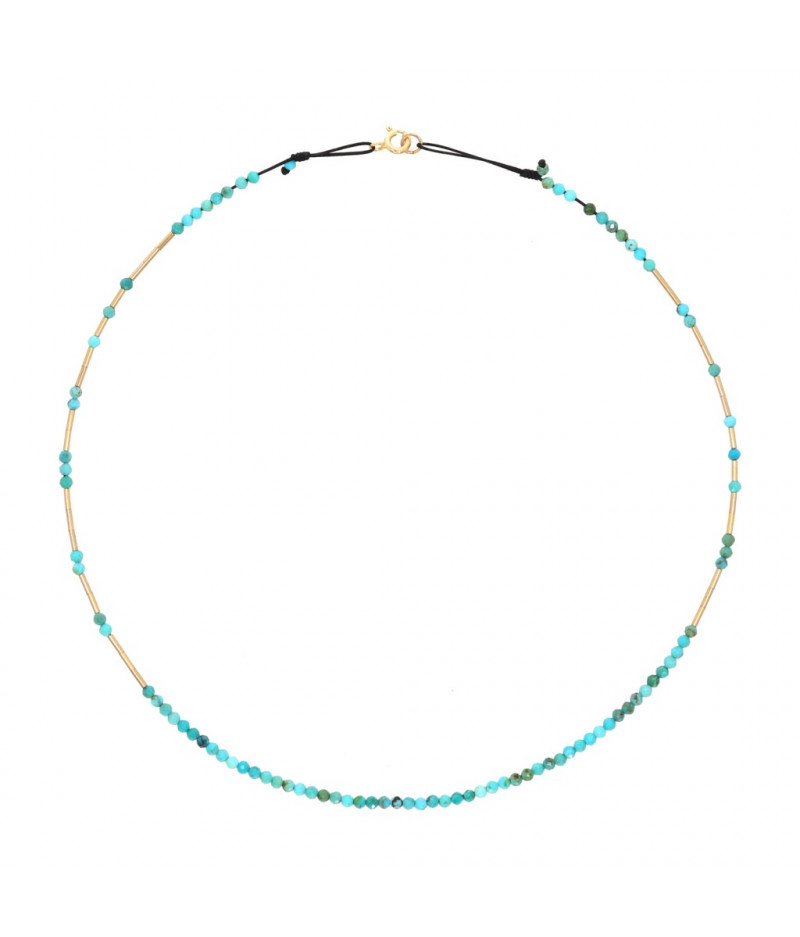 colier cu turcoaze si elemente din gold filled de 14k/20