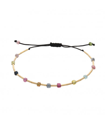 bratara ajustabila cu turmaline multicolore din gold filled 14k /20 (aur filat)