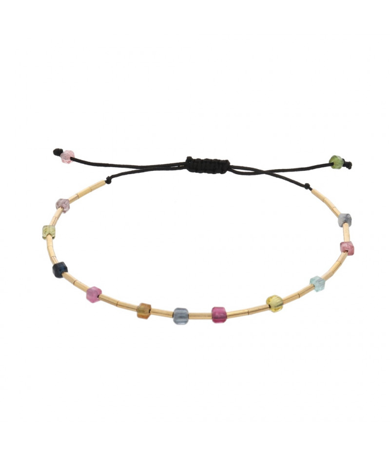bratara ajustabila cu turmaline multicolore din gold filled 14k /20 (aur filat)