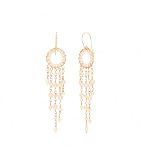 cercei cu perle de cultura albe din gold filled de 14k/20 Rainfall