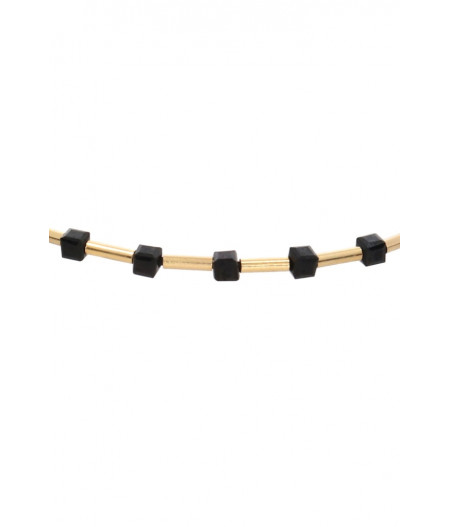 bratara unisex din gold filled de 14k/20 (aur filat) si turmalina neagra cubica, Alternance in Black