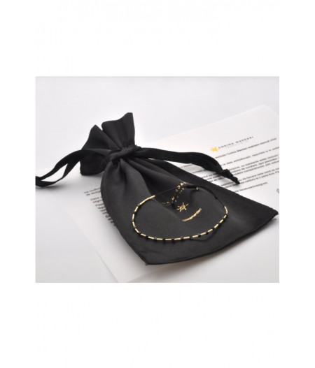 bratara unisex din gold filled de 14k/20 (aur filat) si turmalina neagra cubica, Alternance in Black