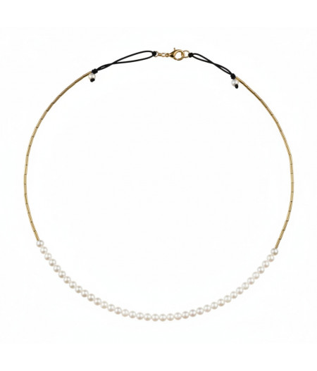 colier cu perle de cultura si elemente din gold filled de 14k/20