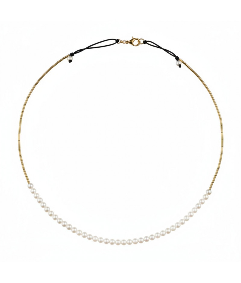 colier cu perle de cultura si elemente din gold filled de 14k/20