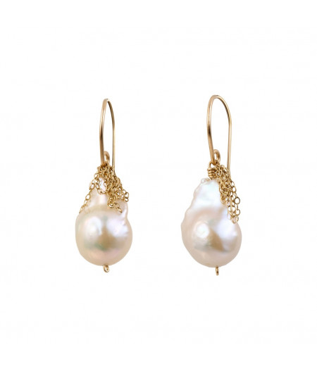 cercei cu perle Keshi din gold filled 14k/20