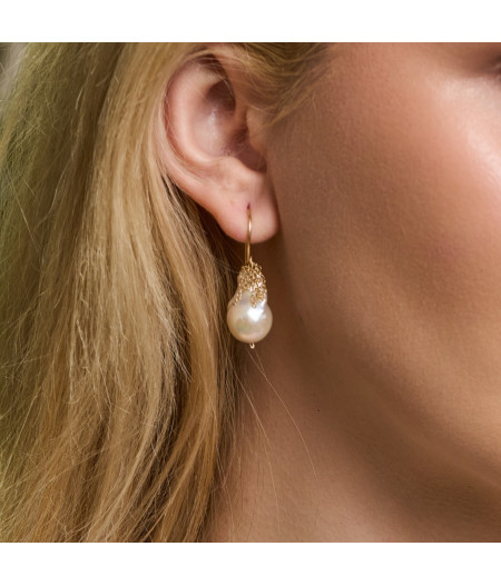 cercei cu perle Keshi din gold filled 14k/20