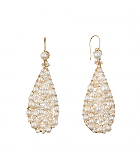 cercei statement cu perle de cultura si gold filled 14k/20