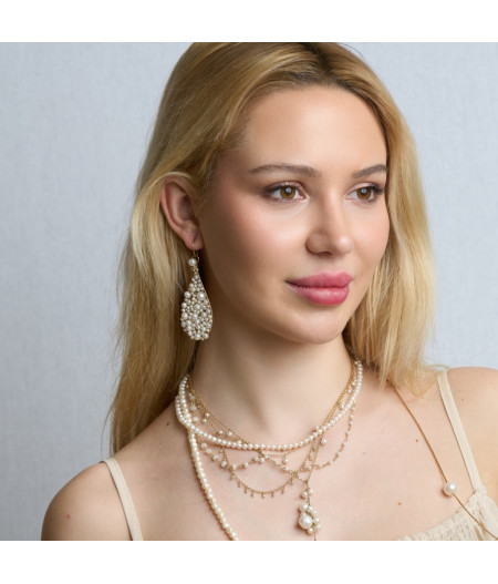 cercei statement cu perle de cultura si gold filled 14k/20