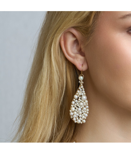 cercei statement cu perle de cultura si gold filled 14k/20