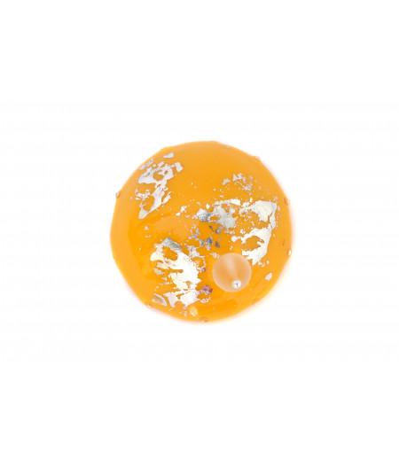 Candy-yellow-silver-foil-brooch