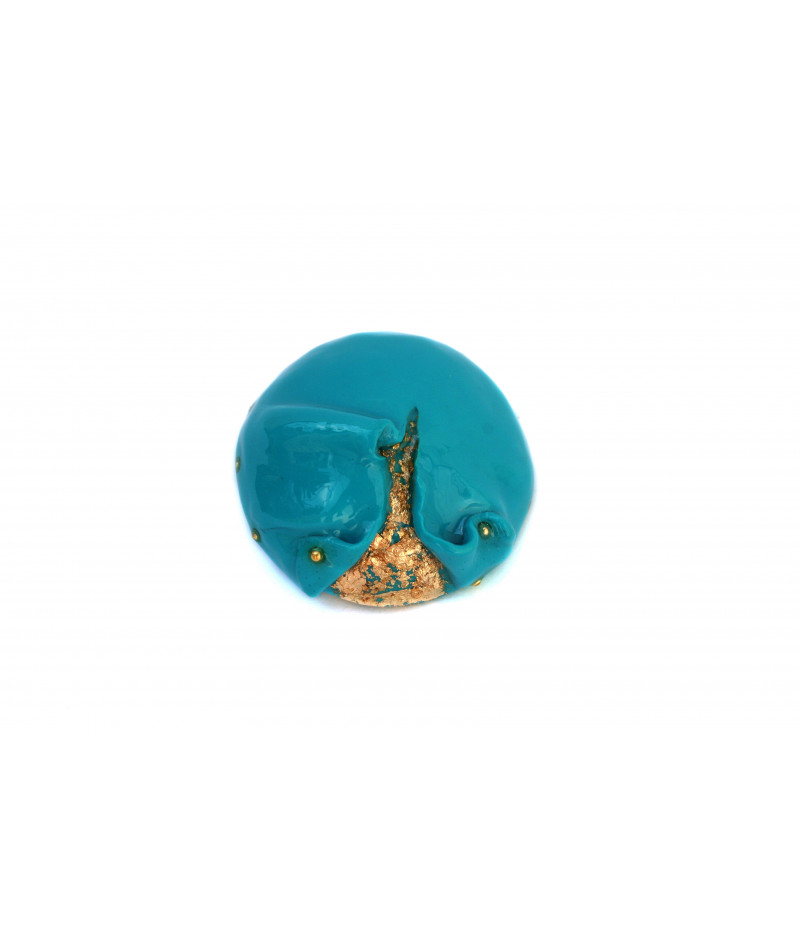 Candy-turquoise-golden-foil-brooch