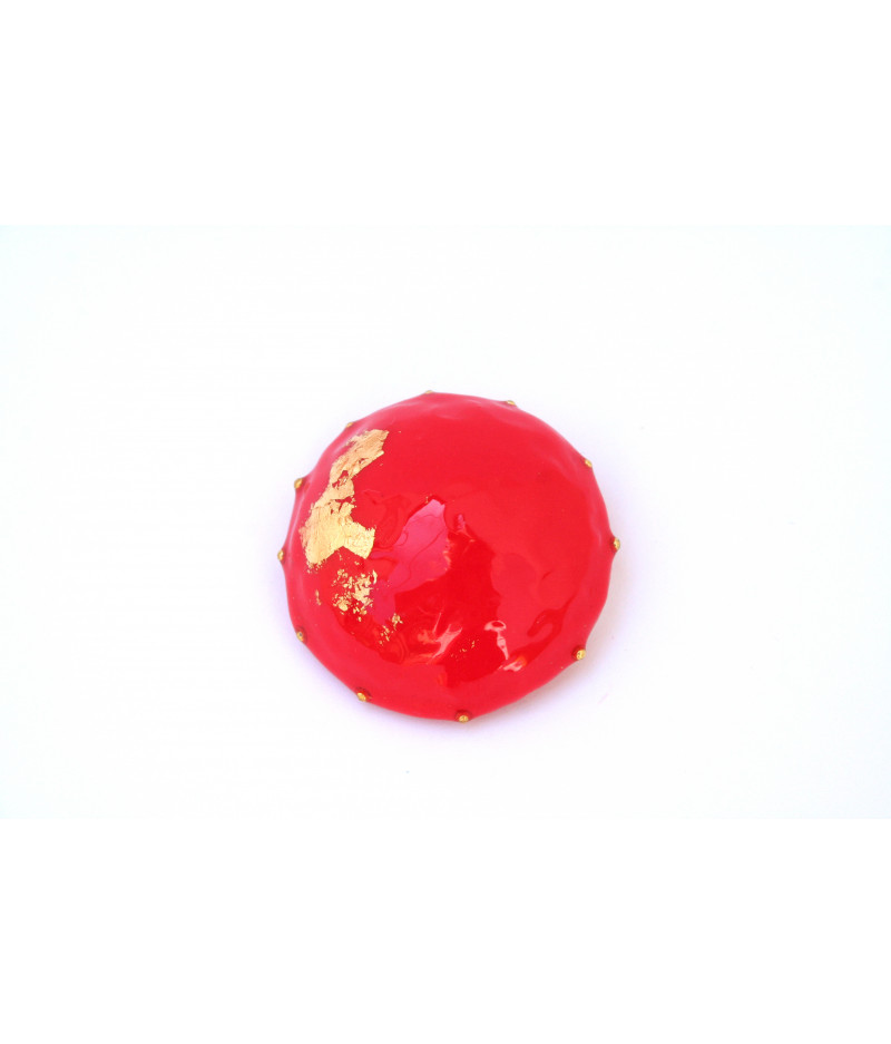 Candy-red-gold-foil-brooch