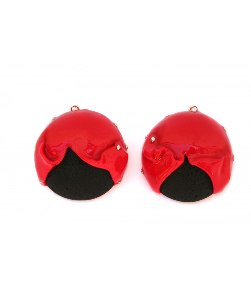 Candy-red-black-earrings